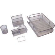 Wholesale - 5pc SILVER METAL MESH STATIONERY SET C/P 6, UPC: 895456002216